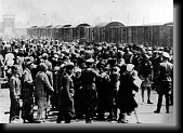 Auschwitz II-Birkenau Concentration Camp. Selection of an arriving transport of Jews from Hungary. * 760 x 545 * (81KB)